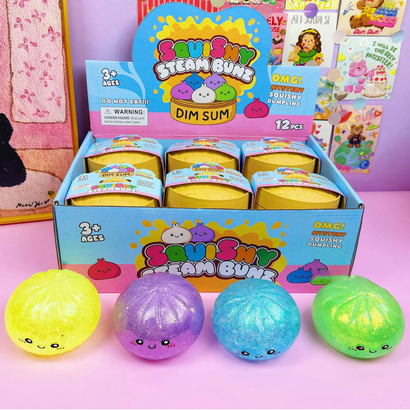 

Squishy Steambunz Squishy Stress Relief Toy Glitter Bead Filled Simulated Steamed Bun Anxiety Relief Mood Relaxation For Adult