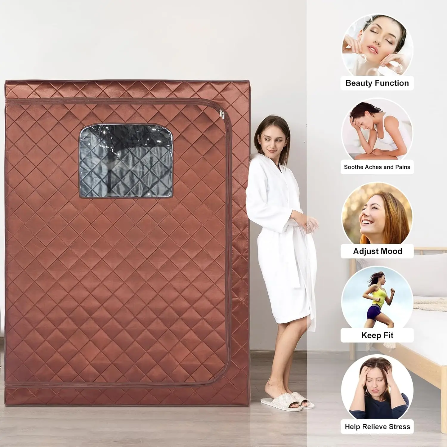 2 Person Portable Infrared Sauna, Oversize Full Body Home Sauna Spa for Relaxation & Detox Saunas Tent 2 Foldable Chairs