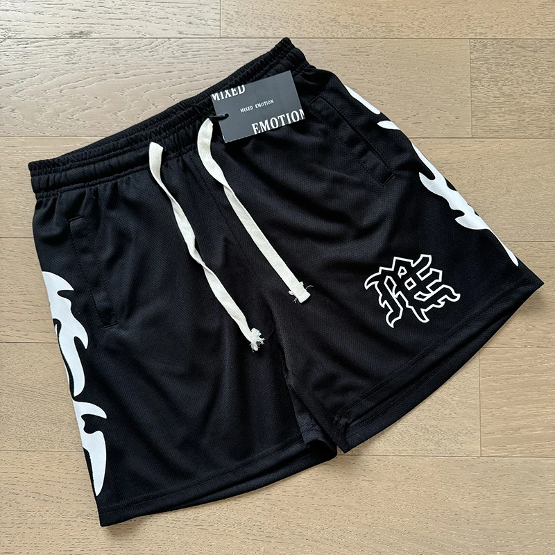 الصيف شبكة تنفس مختلط العاطفة السراويل الرجال النساء شارع العليا فضفاض Sweatpants شعار نمط طباعة السراويل القصيرة غير رسمية