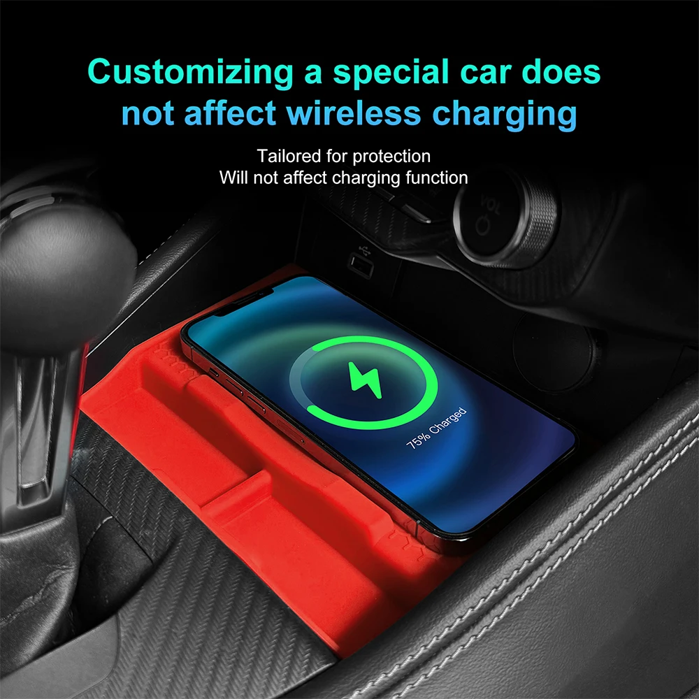For Ford Mustang S650 GT 2024 Silicone Wireless Charging Pad Non-Slip Protect Mat Dust-Proof Charger LHD RHD Car Accessories