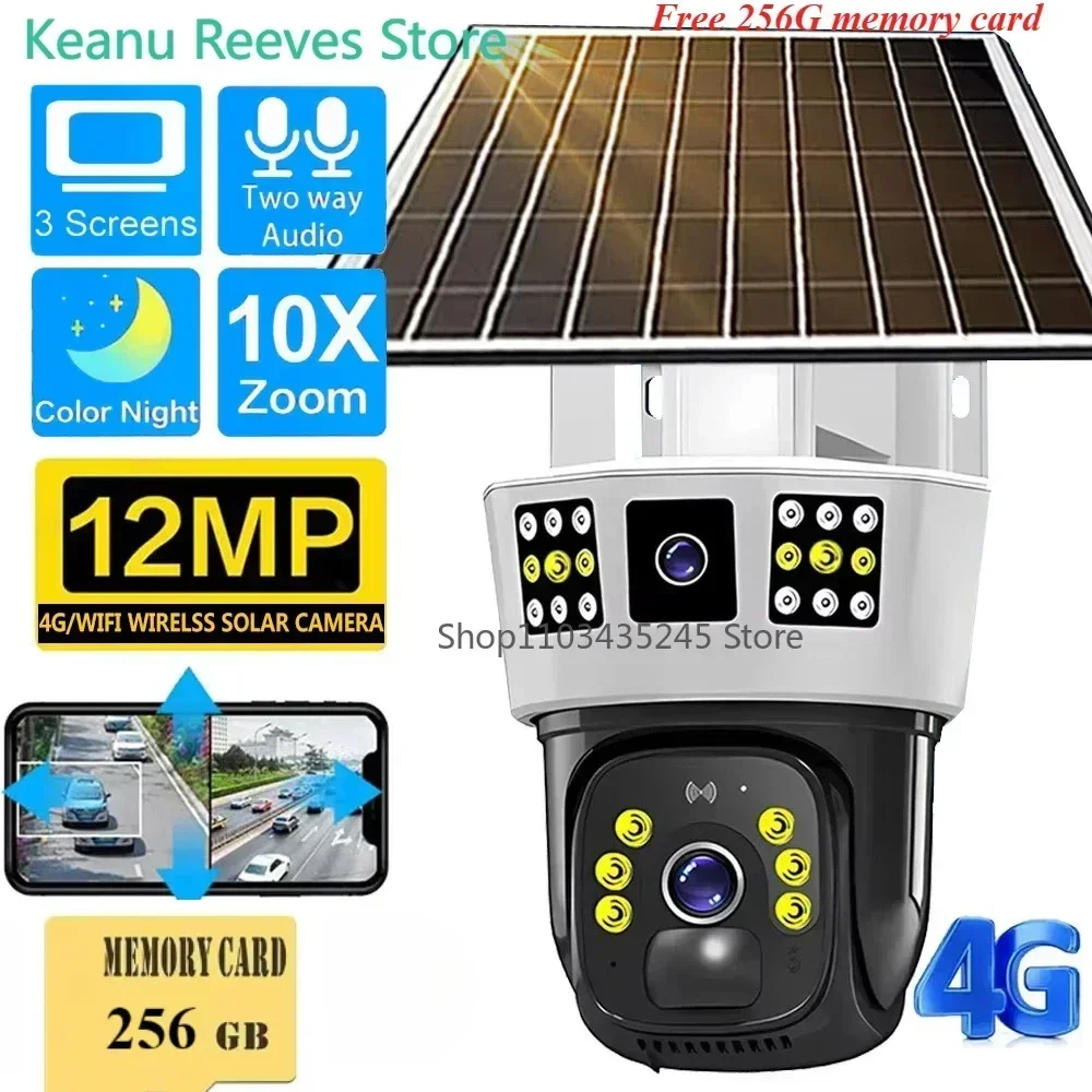6 k12mp Solar kamera kostenlos 256g Speicher karte 4g SIM-Karte WiFi IP drahtlose Sicherheit CCTV-Überwachung Vision Pir Human Detection Cam