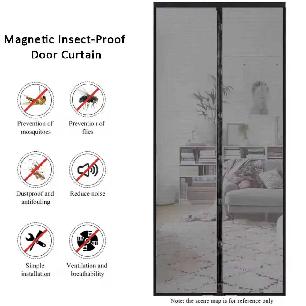 Outdoor Garden Door Curtain Prevents Insect Bites Home Fly Protection With Velcro Fasteners Decorative Magnetic Silent Curta