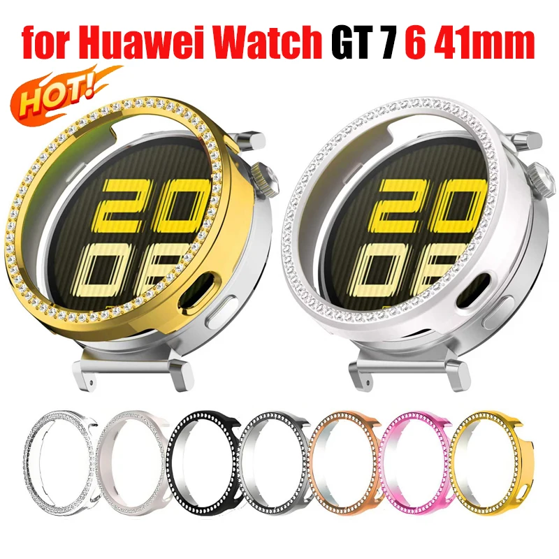 Bling PC Hollow Case for Huawei Watch GT 7 41mm Diamond Crystal Bumper Protector for GT6 41mm Shell Accessorie