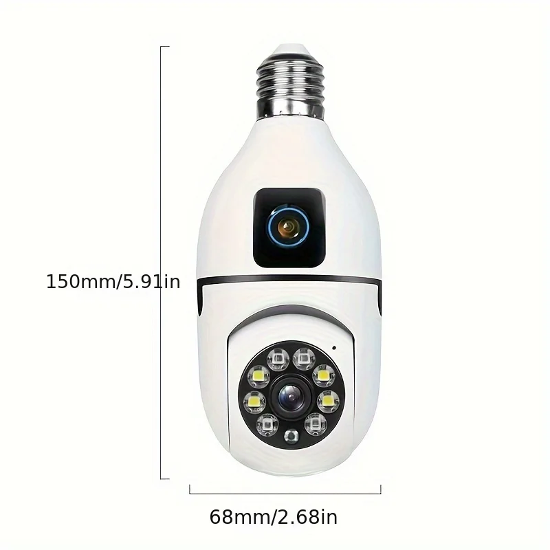 6MP Dual Lens PTZ Camera E27 Bulb 2.4Ghz WIFI Smart Home Night Vision Human Detection CCTV Security Camera Yi iot App Monitor