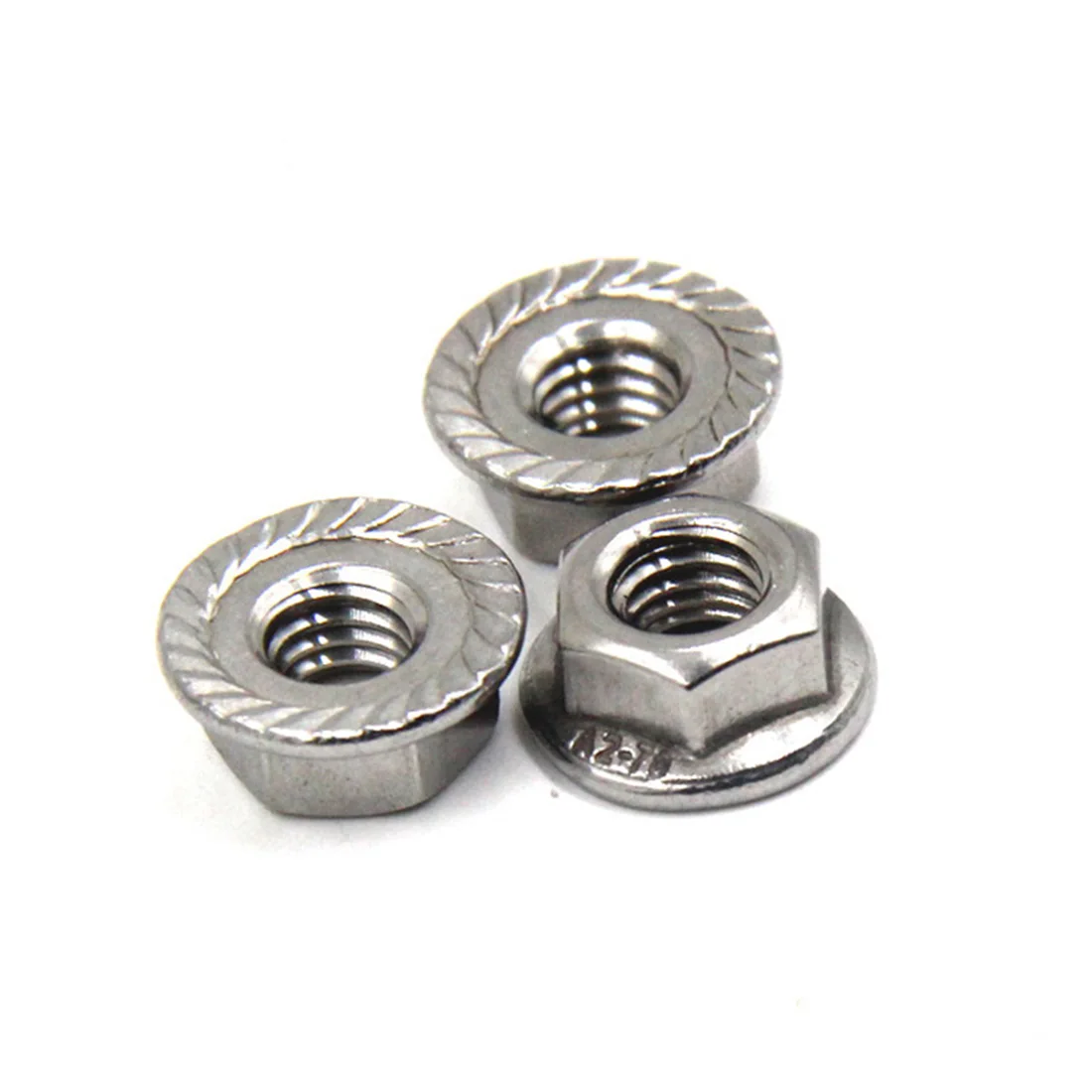 5-50pcs/bag ANSI Flange Hex Nut Lock Nut Full Thread 6# 10# 1/4 5/16 3/8  304 Stainless Steel
