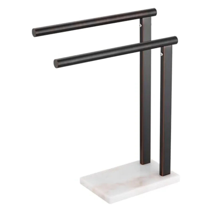 

Hand Towel Bars Stand Towel Rack 2-Tier with Marble Base for Bathroom Vanity Countertop, Stainless Steel 15.7'' Height THS0007-