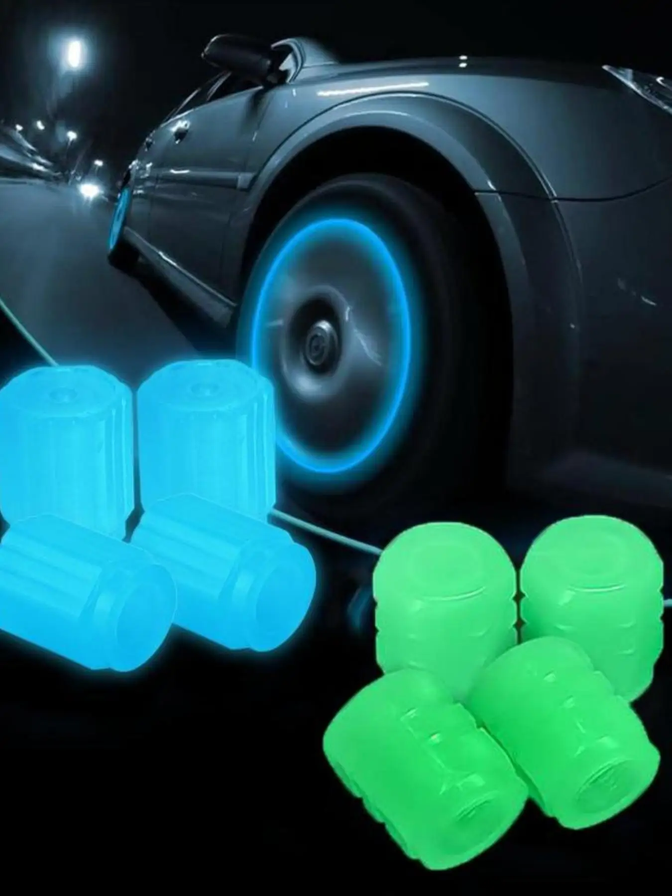 8 Sets of Luminous Waterproof Car, Bicycle, Motorcycle, Vacuum Tire Valve, Luminous Valve Core Cover