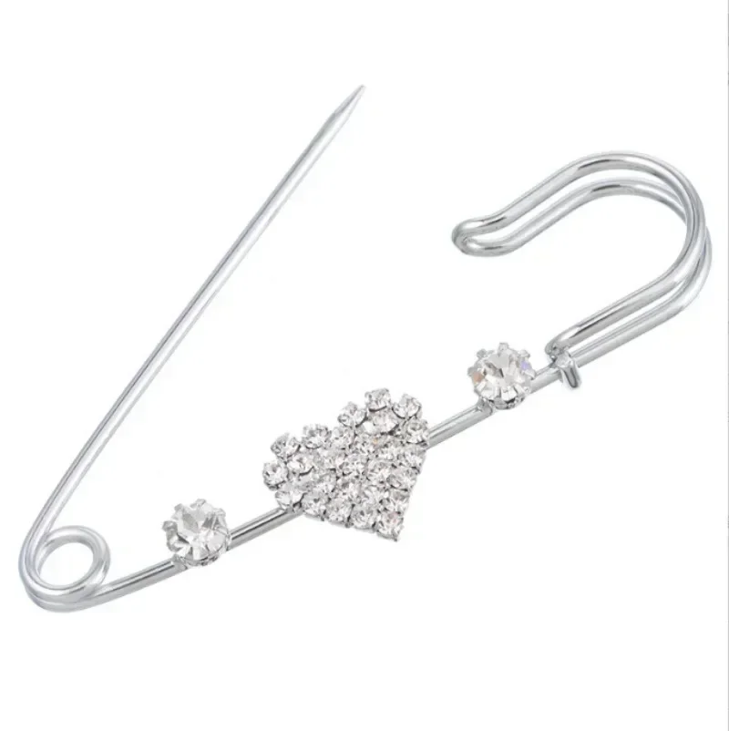 2/4/8pcs Silver Tone Rhinestone Safety Pins Large Nickel Finish Clothing Pins Jewelry Brooches Assorted for DIY Art Craft