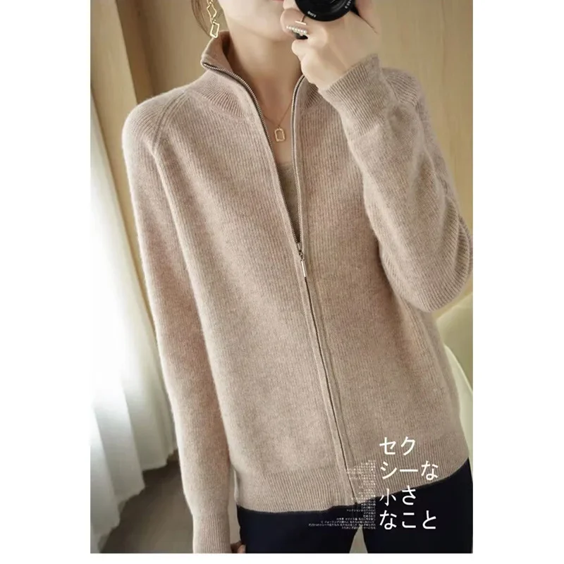 Autumn Winter Fashion Harajuku Knitting Cardigan Lady All Match Tops Women Loose Casual Sweater Zipper Solid Chic Outerwear F401