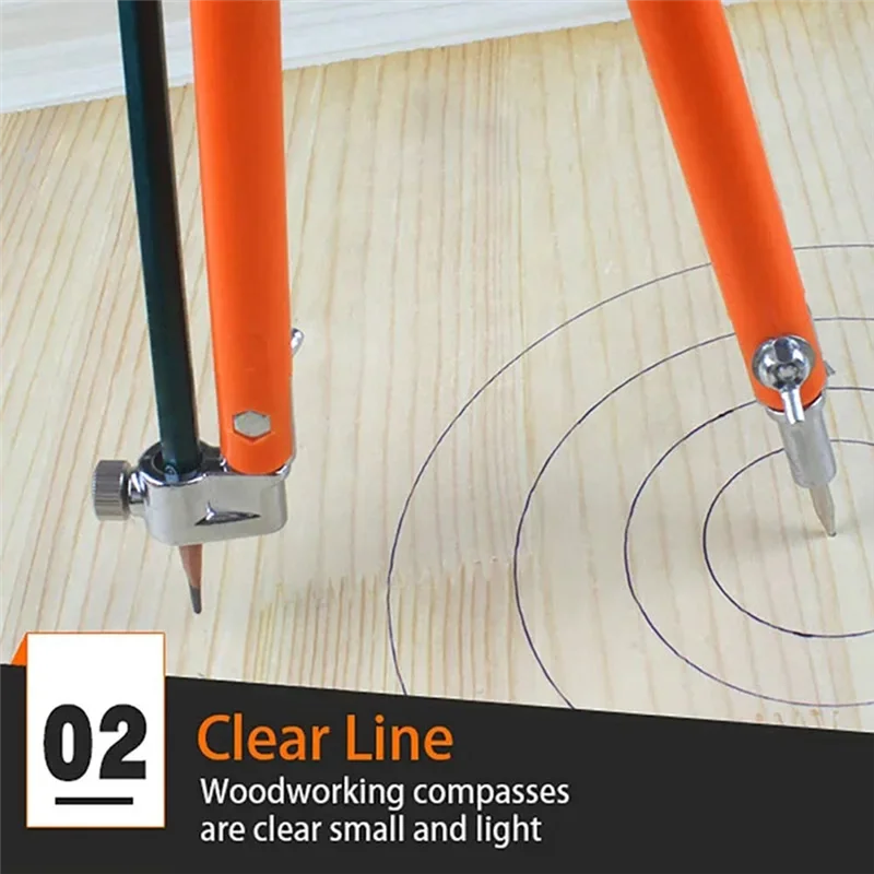 ABUH-Large Diameter Adjustable Dividers Marking And Scribing Compass For Woodworking Carpenter Precision Pencil Compasses