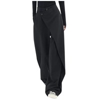 Women Wide Leg Pants High Waist Gothic Japanese Style Baggy Black Trousers Irregular Straight Pants Casual Commuting Suit Pants