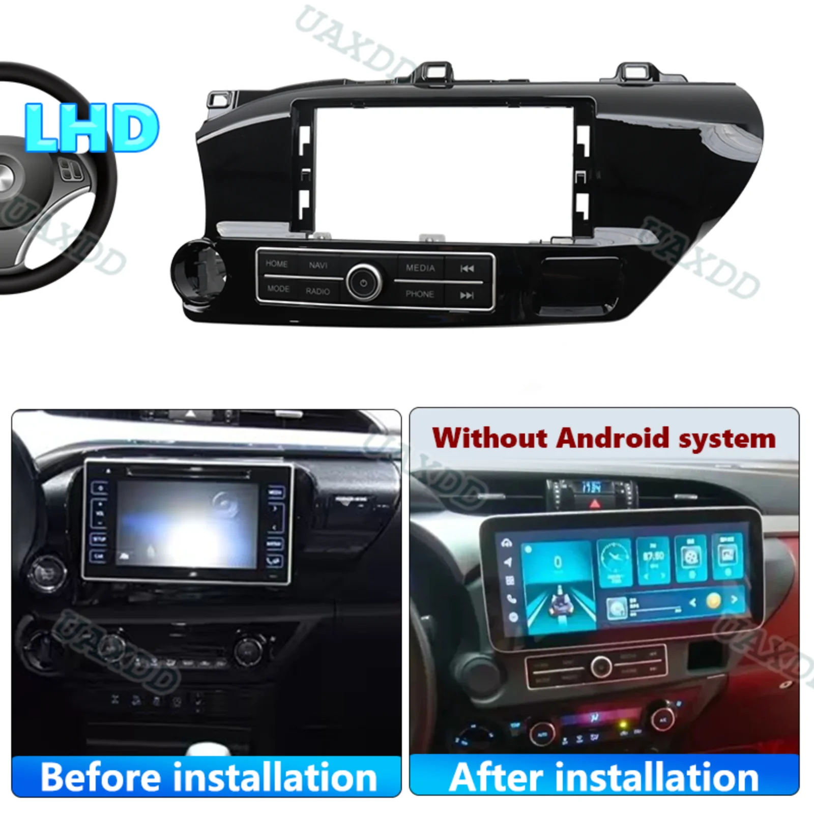 accessories frame 12.3INCH For 2015-2018 Toyota Hilux panel plastic fascia center console interior Automotive dashboard 2Din Car