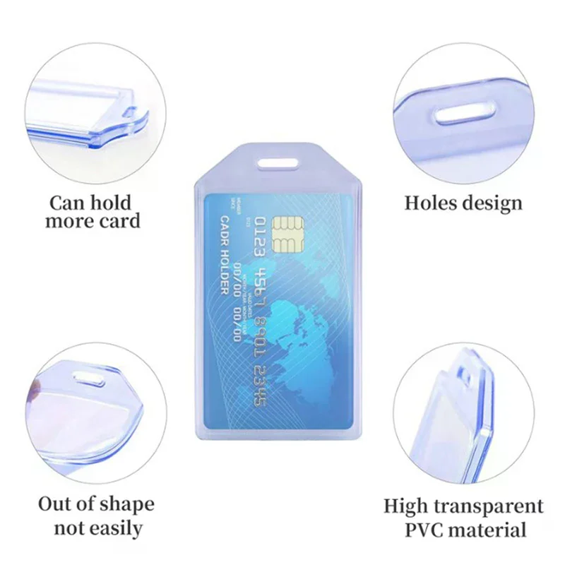 Duty ID Card Badge Holder, Hard Plastic Vertical Silicone Soft Clear PVC Card Holder Name Tag Holder 57x102mm Heavy