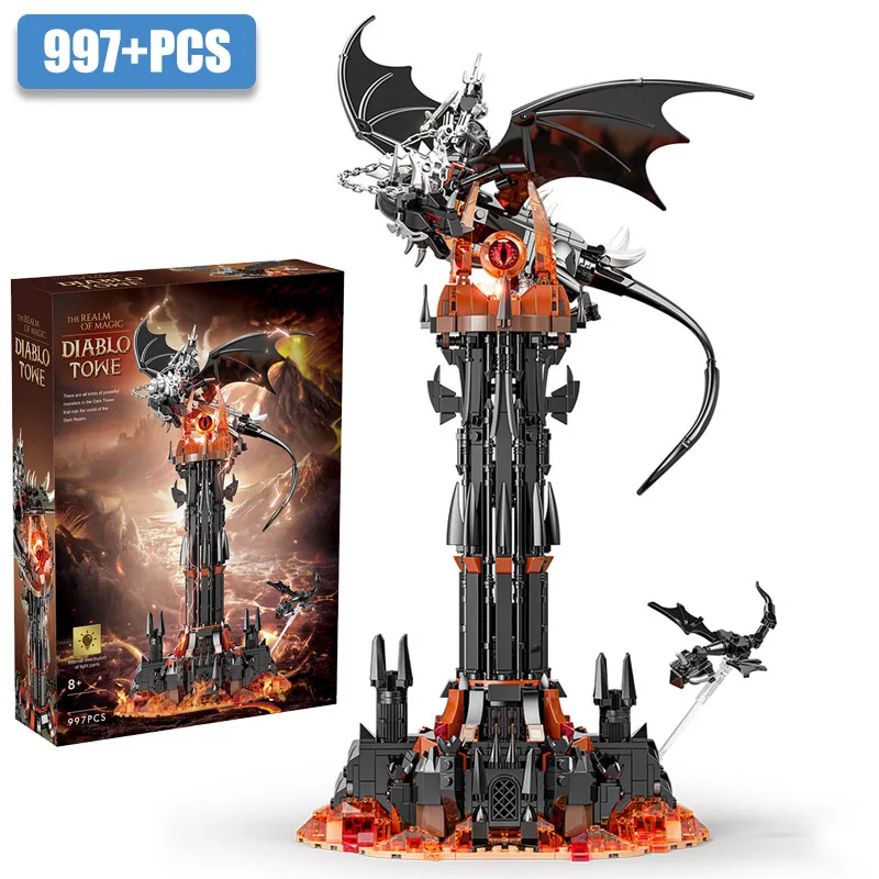 

MOC The Fell Beast Dark Tower, набор строительных блоков, волшебный черный замок, сборные кирпичи, игрушки для детей и взрослых, рождественские подарки