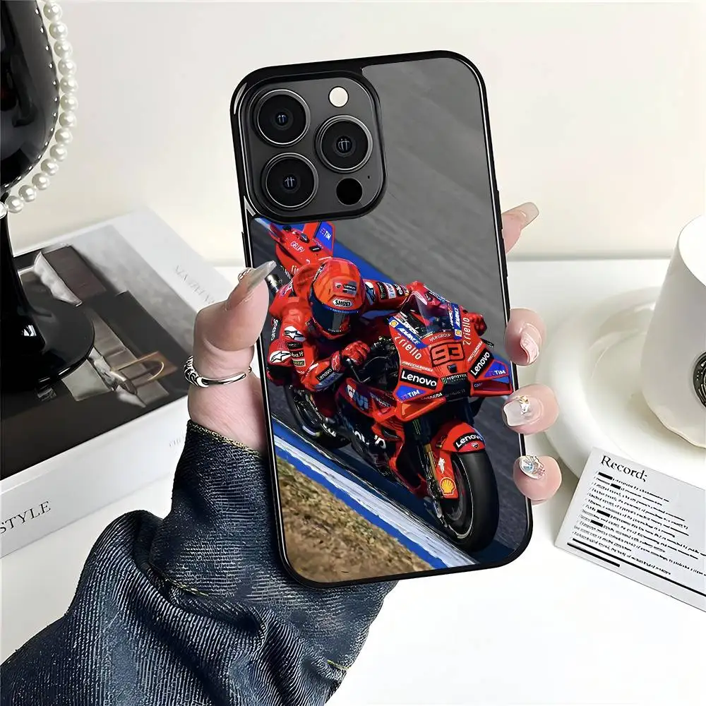 Capa de Celular D-Ducati 93 Marc WINS para iPhone 17 Air 16 15 14 Pro Max Plus 13 12 11, Capa Rígida de PC com Patch Preto