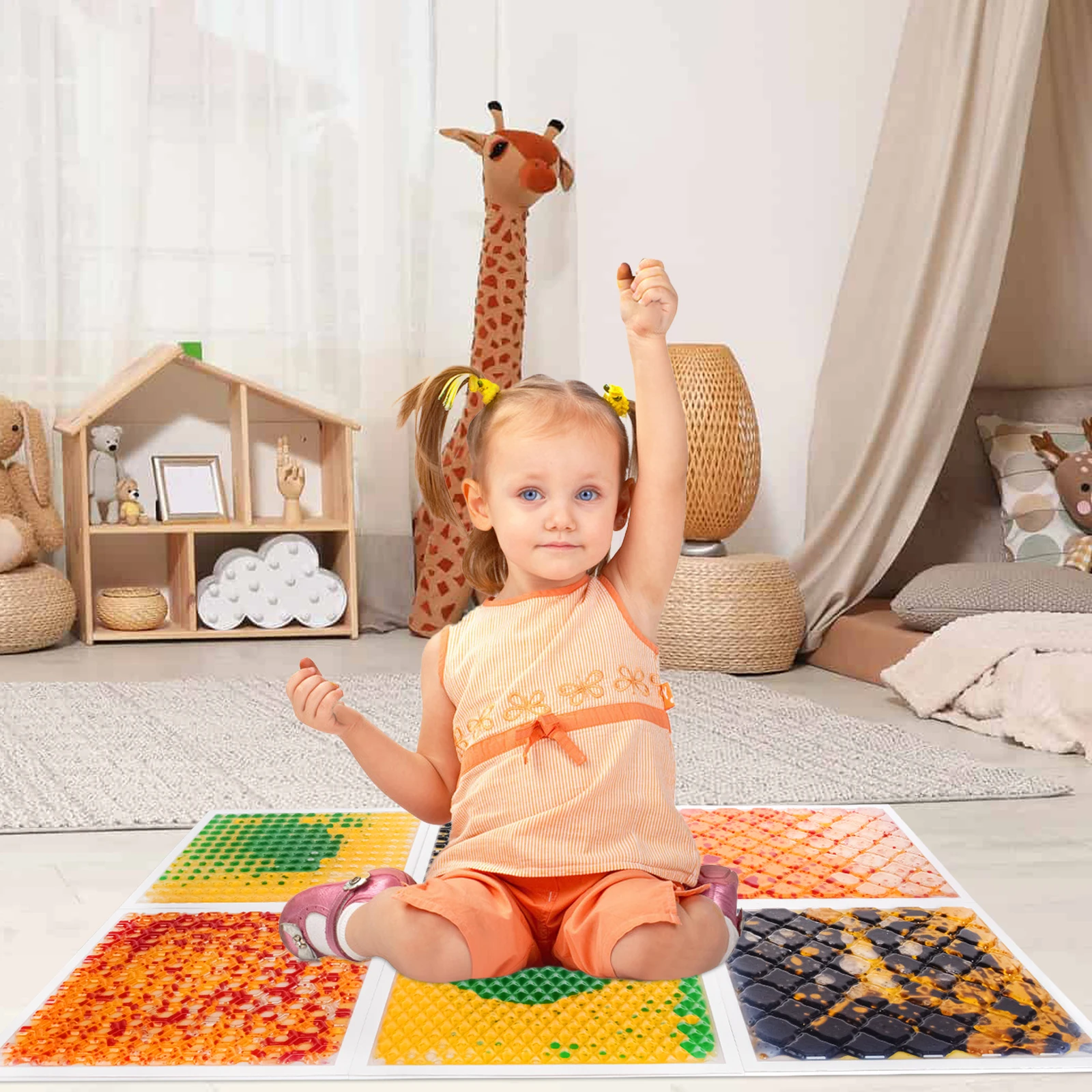 

Premium Quality Safe Durable Onyoloy Sensory Floor Tiles Learning Spaces sensory tiles baby Little Ones 6PCS