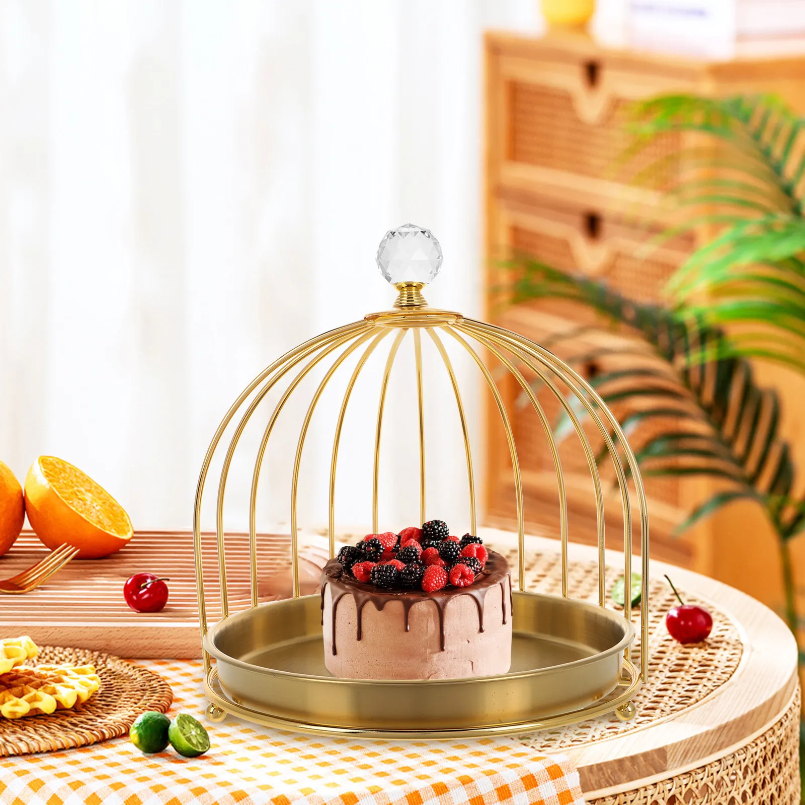 Elegant Birdcage Display Rack Space Saving Compact Design for Bbq Restaurants Parties Serving Tray Cake Stand Fruit Serving