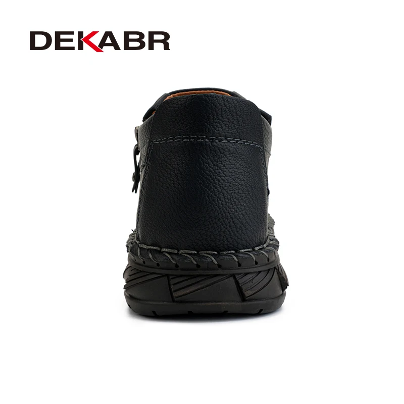 DEKABR Fashion Casual Slip On Genuine Leather Men Shoes Rubber Sole Handmade Comfortable Classical Shoes For Men Size 38-48