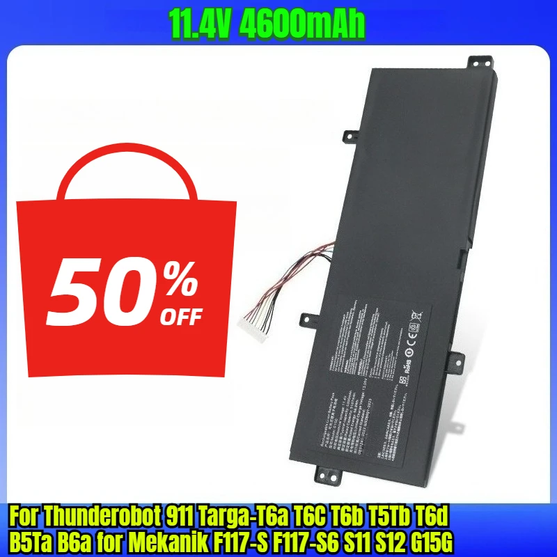 

11.4V 4600mAh Laptop Batteries for Thunderobot 911 Targa-T6a T6C T6b T5Tb T6d B5Ta B6a for Mekanik F117-S F117-S6 S11 S12 G15G