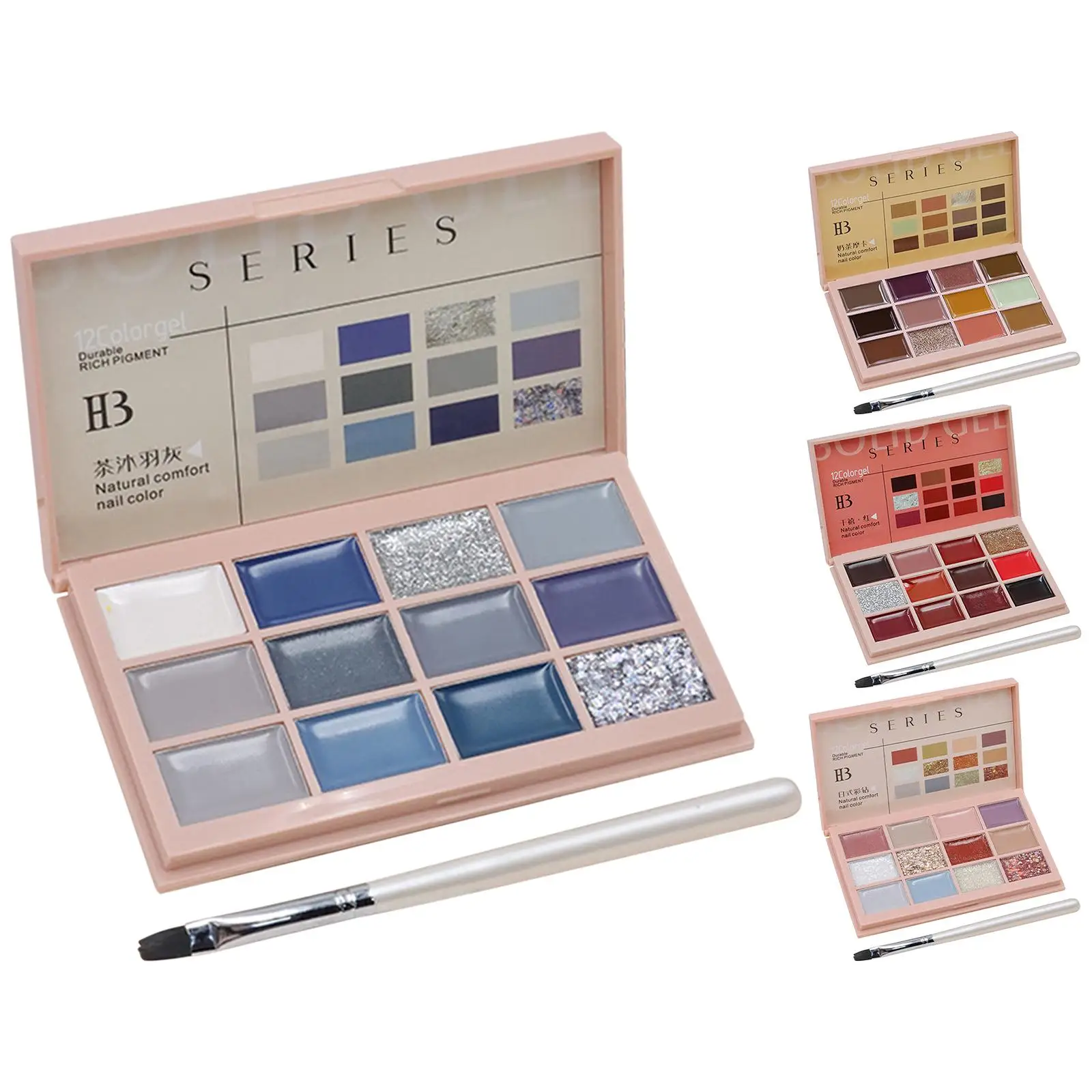 Solid Gel Nail Polish Palette Kit Pigmented LED Pudding Cream for Salon Home