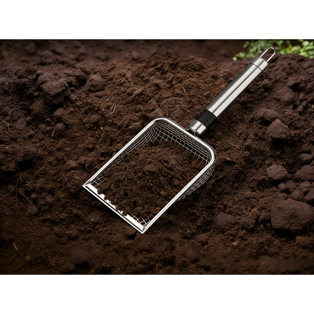 1pcs Garden Soil Sifter, Stainless Steel Sand and Compost Sieve with Handle, for Sifting Stones, Yard, Lawn, and Garden