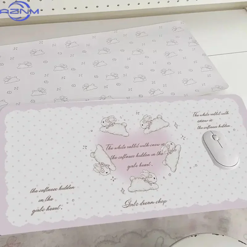 Rabbit Polka Dots  Desk Pad Mouse Protector Large Small Mouse Pad Home Office Game Desk Mat  Pc Laptop Desk Mat