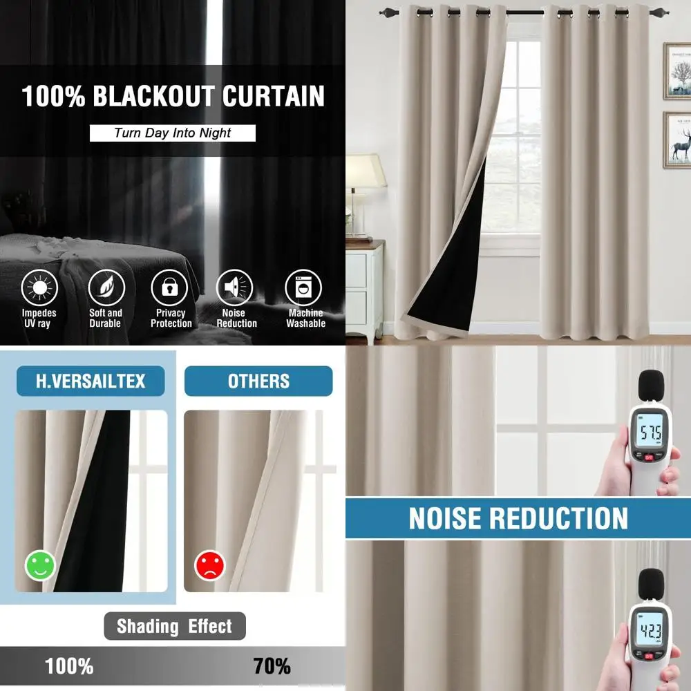 

Thermal Insulated Blackout Curtains 96 for Bedroom, Heat and Light Blocking, 2-Panel Set, Natural