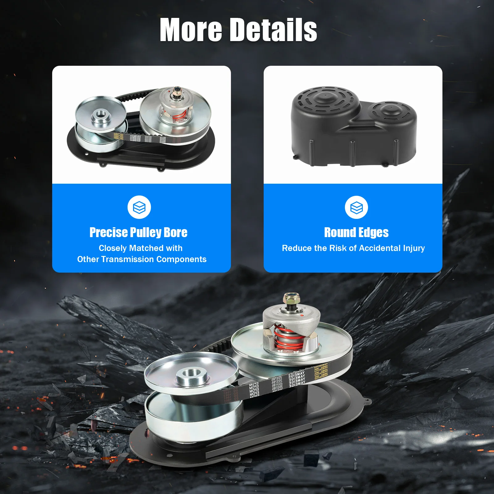 

Clutch Pulley Drive 8-16HP Torque Converter Kit 3/4"/ 5/8" Driver Pulley for ATVs Go-karts Motorcycles