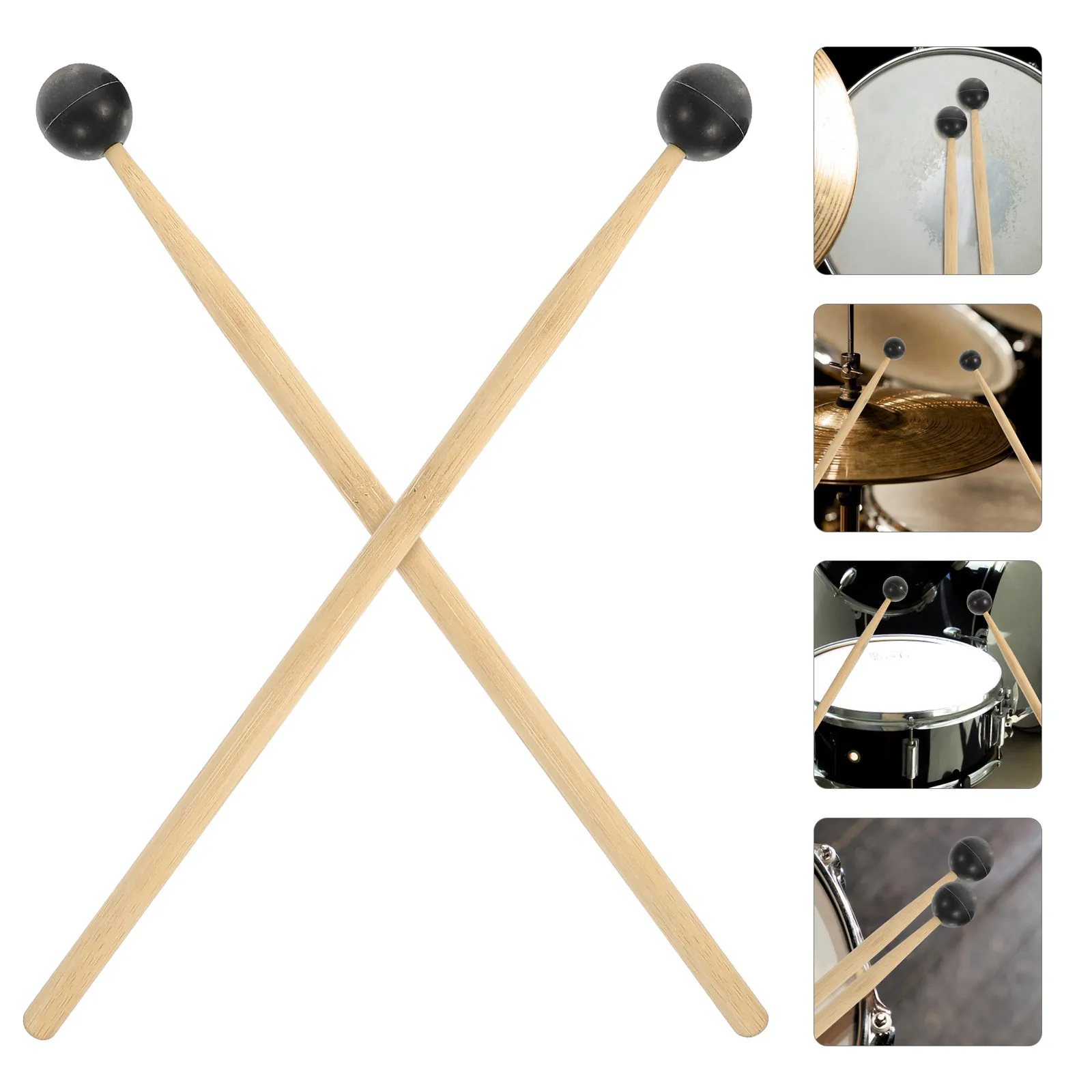 Baguettes en bambou en Silicone, 2 pièces, langue robuste, Instrument de musique, bâton de Percussion, maillet de tambour réutilisable