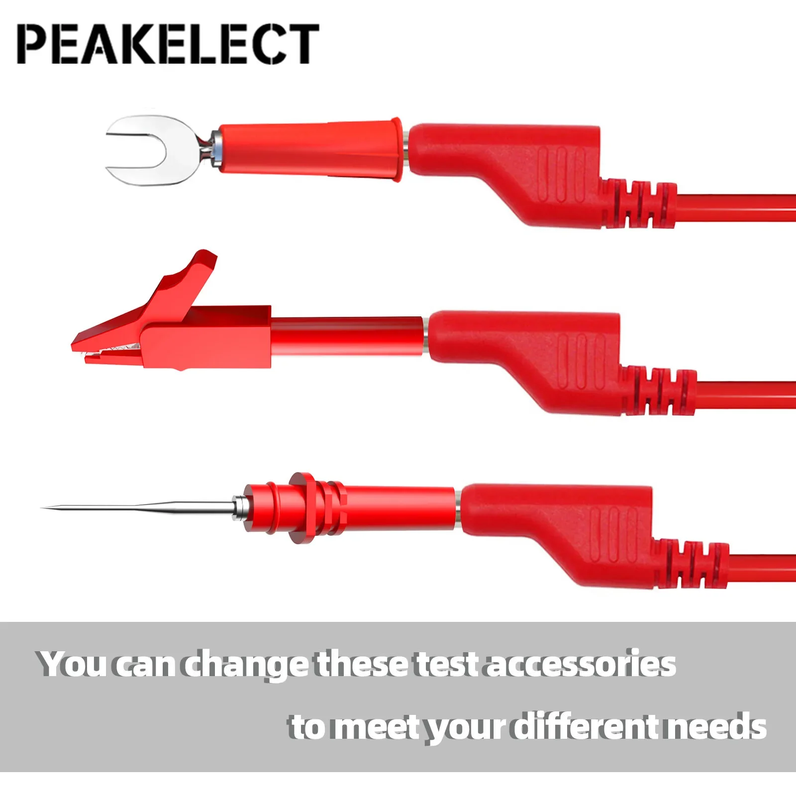 PEAKELECT P1036B Series Dual 4mm Banana Plug Multimeter Test Leads Kit with Alligator Clip Spade Plug Puncture Test Probe Kit