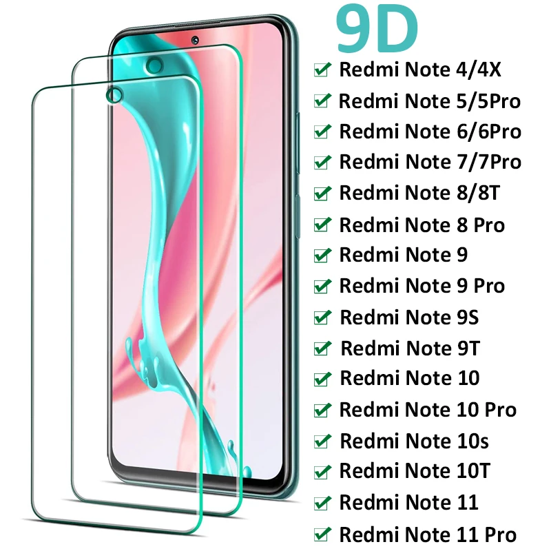 

9D Protection Glass For Xiaomi Redmi Note 4 4X 5 6 7 8 9 10 11 Pro Screen Protector Redmi Note 8T 9T 10T 9s 10s 11 Pro Max Glass