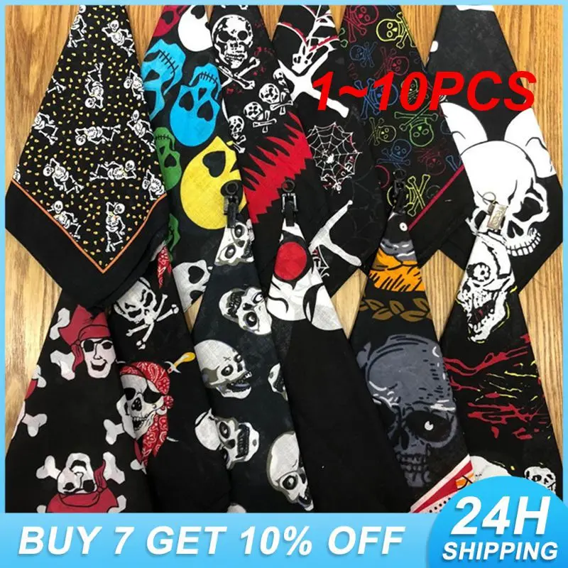 1~10PCS Eye-catching Handkerchief Versatile Use Durable And Stylish Skull Scarf Fashion Statement Popular Breathable Cotton