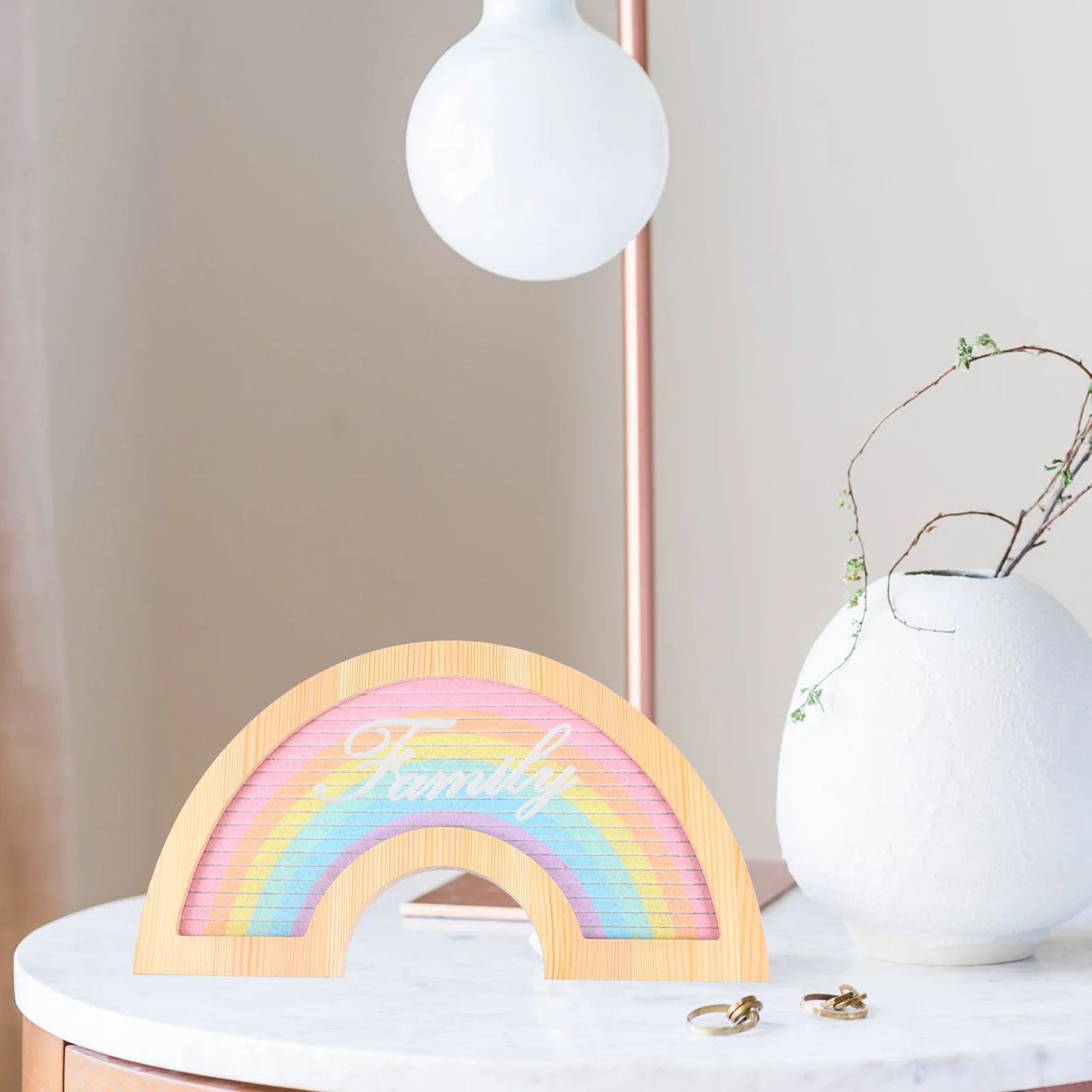 1 set 1 Set Rainbow Felt Letter Diy Message Board Lightweight Rustic Wood Frame Decorative Felt Board For Classroom Quotes