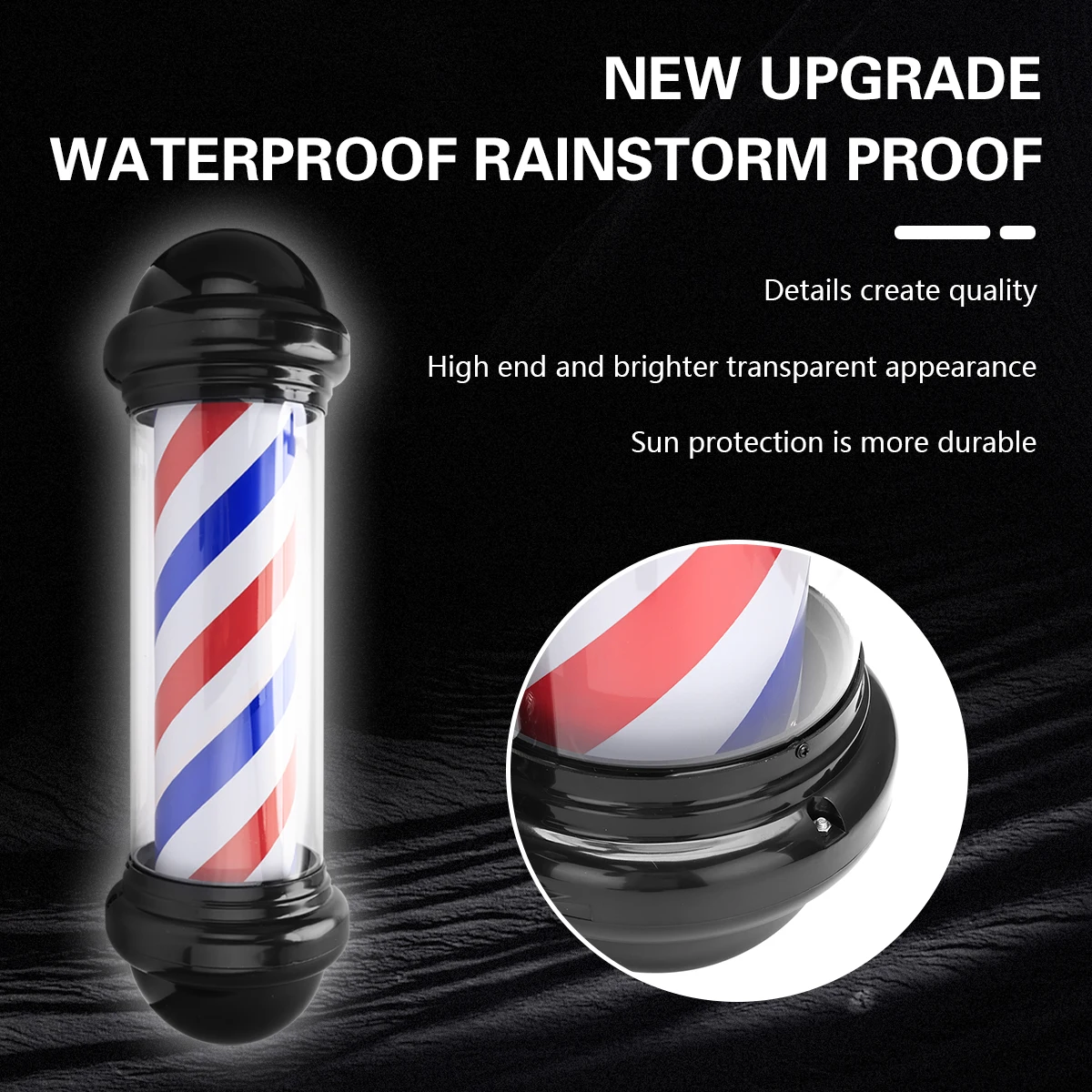 Barbershop LED  Pole Light Hair Salon Open Sign Barber Shop Rotating Strips Waterproof Save Energy Wall Mount Light 2023