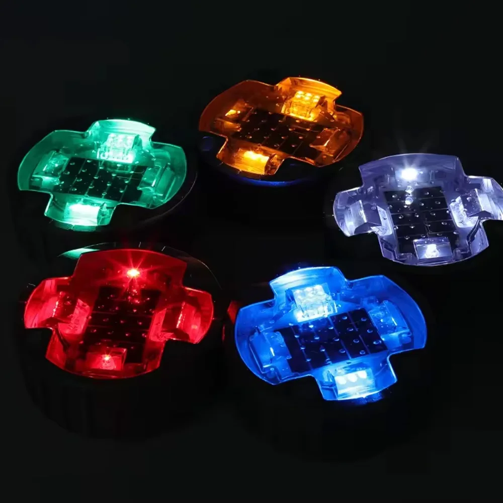 120mm Solar LED Road Stud Light - Round Embedded Flashing Marker for Driveway, Pathway & Traffic Safety (IP68 Waterproof)