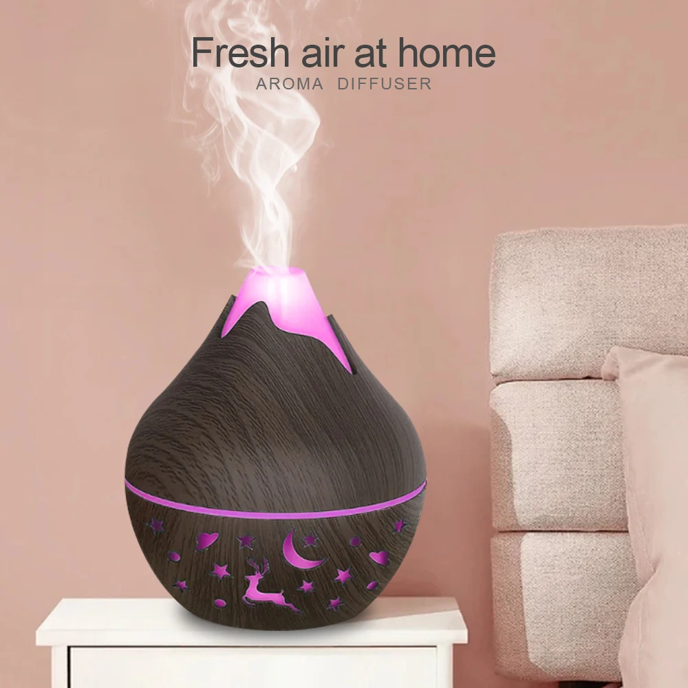 Diffuser For Home USB Mini Wood Grain Humidifier Aroma Diffuser 7 LED Color Humidifier Capacity Ultrasonic Air Humidifier,Includ