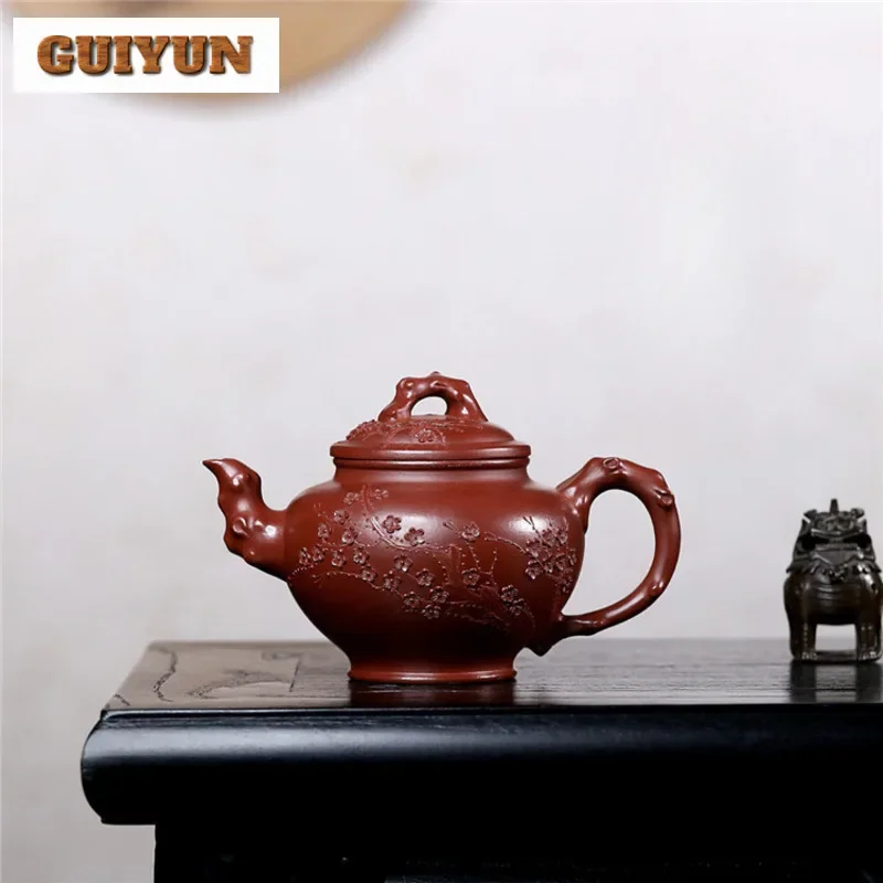 

280 мл элегантные фиолетовые глиняные чайники Исин, горшок ручной работы, сырая руда, грязевой чайник Дахунпао, китайский чайный сервиз Цзыша, чайные предметы, украшения Ча