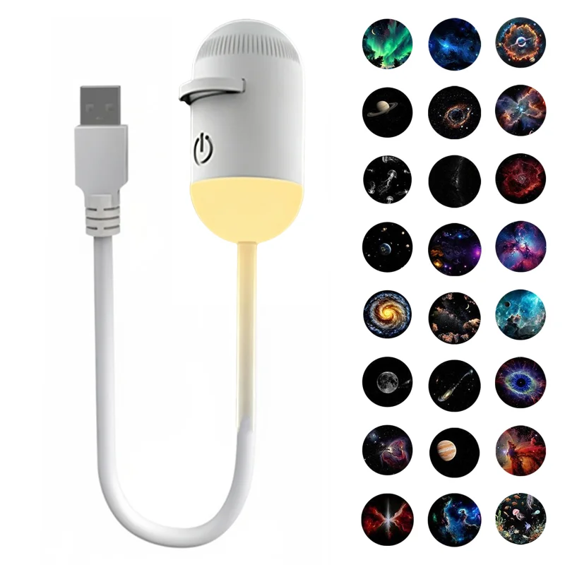 Mini USB Galaxy Projector Night Light With Slides Starry Night Light Dual Mode Starry Atmosphere Light For Bedroom Sleep Decor