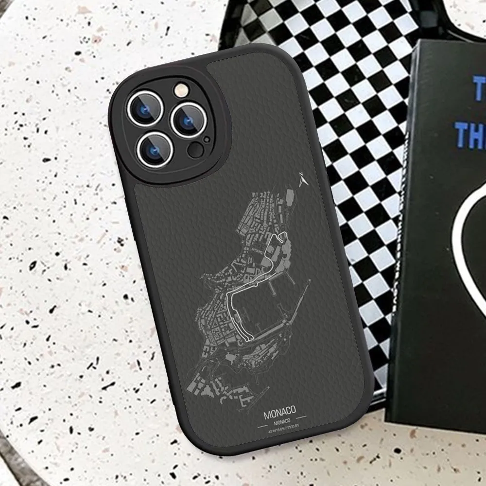 F1 Race Track Prints Phone Case Hard Leather For iPhone 14 13 12 Mini 11 14 Pro Max Xs X Xr 7 8 Plus Fundas