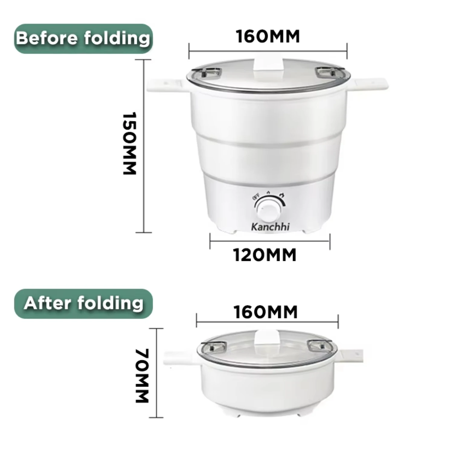 Collapsible 220V Multi-functional Wok Rice Cooker Pot