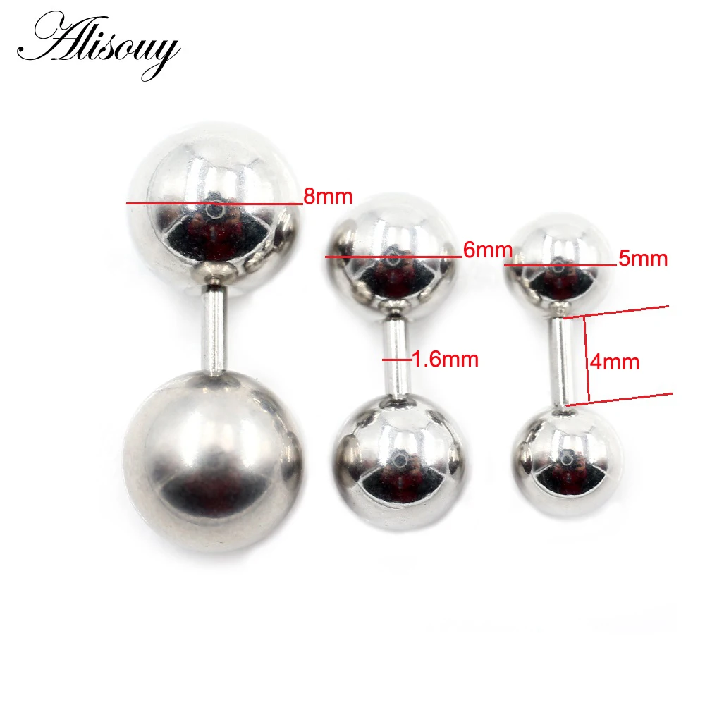 Alisouy 3pcs/lot 4mm Length 14G/16G Stainless Steel Straight Barbell Rings Ear Tragus Bar Lips Body Piercing Jewelry