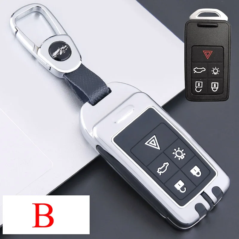 Zinc Alloy +Silicone Car Key Case Cover For Volvo S60 S80 V60 XC60 XC70 S60L S80L V40 XC90 Keyless Entry Remote Key Protection