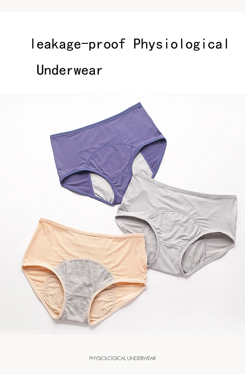 Calzones menstruales a prueba de fugas para mujeres, ropa interior de algodón de talla L-8XL con diseño impermeable y transpirable para periodos.