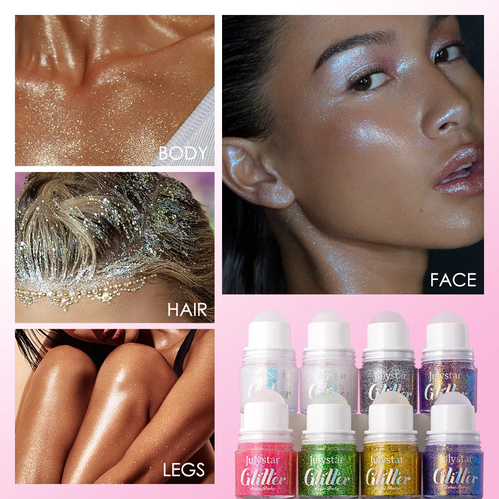 جل لامع على شكل كرة دوارة مكون من 8 ألوان - لامع للوجه والجسم مكتنز، سهل الاستخدام ويدوم طويلاً للحفلات والنوادي الليلية والمسرح #3