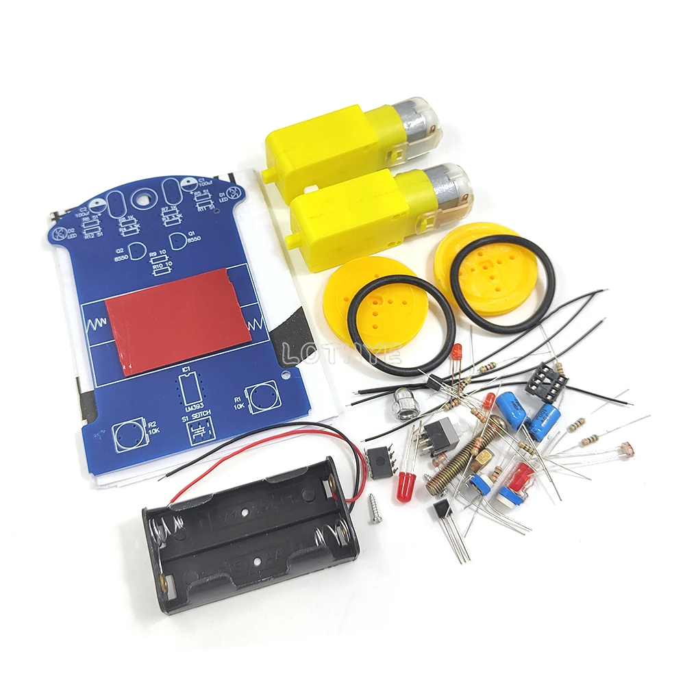 DIY elektronische kit Intelligente trackinglijn Auto Lichtgevoelige robot Smart Kits Patrol Auto-onderdelen Leuk solderen D2-1