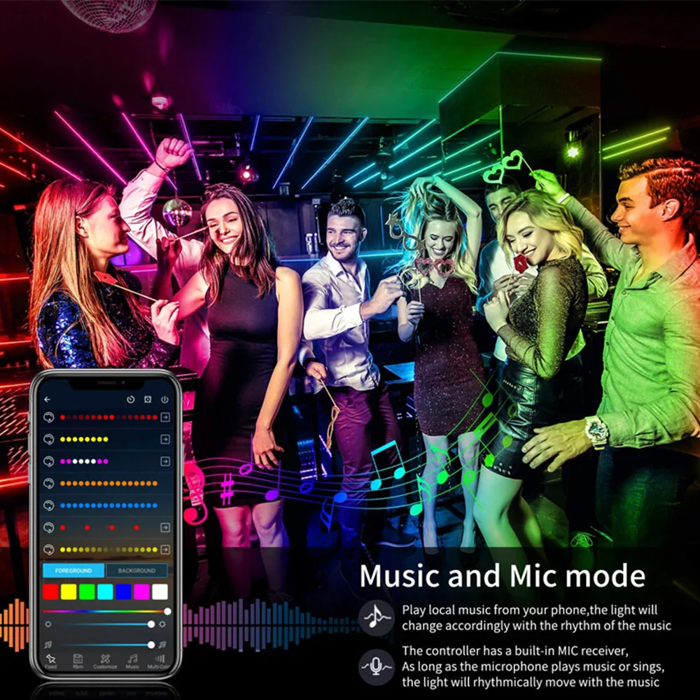 Painel LED endereçável individualmente, Smart Pixel Screen com 28 teclas MIC, Controlador Bluetooth de música, Matrix, DC5V, WS2812B, WS2812