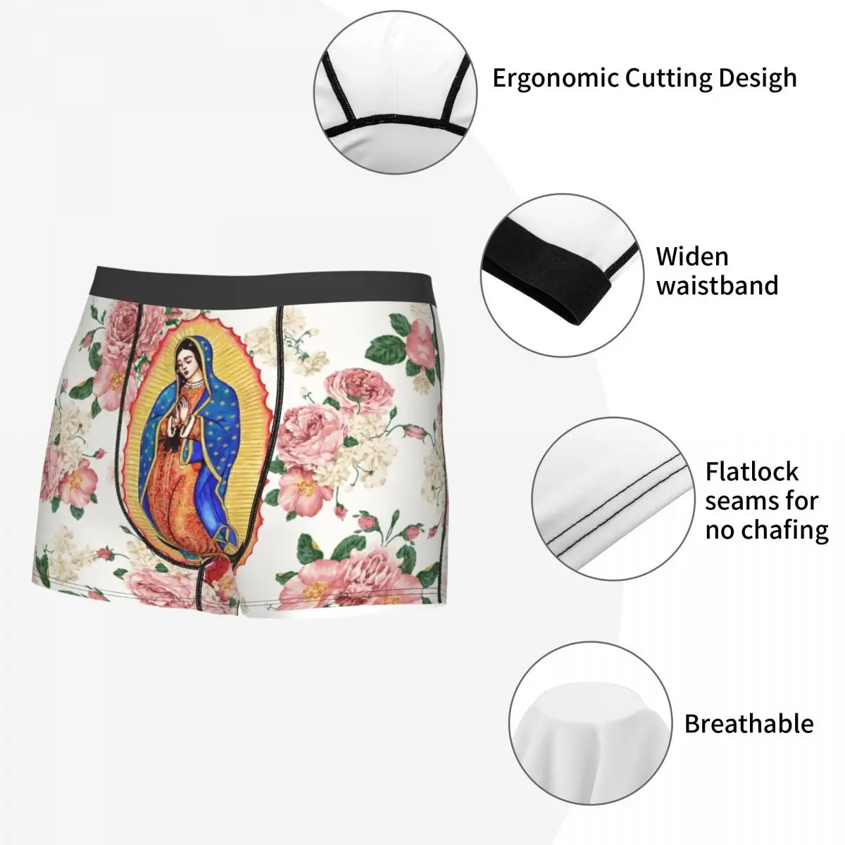 Funny Virgin Of Guadalupe Boxers Shorts Panties Male Underpants Stretch Mexico Catholic Virgin Mary Briefs Underwear