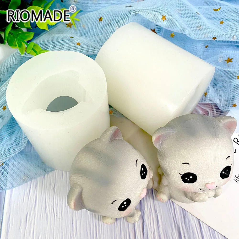 3D Lovley Small Cat Candle Mold Soap Craft Resin Clay Molds Candy Chocolate Gumpaste Mould Cake Decorating Tools S0690XM