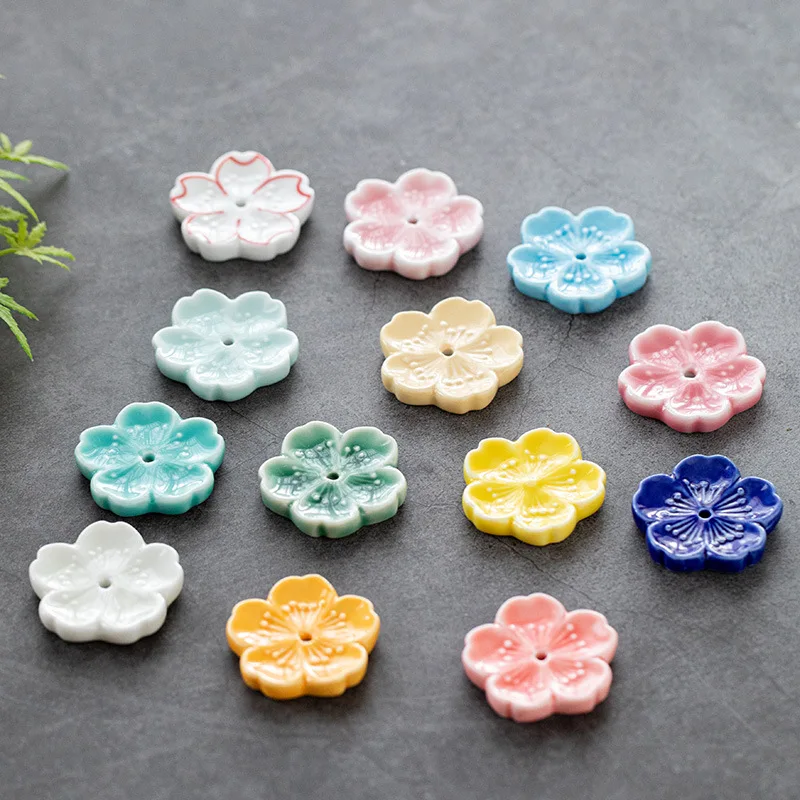 PINNY Ceramic Cherry Blossom Stick Incense Holder Zen Flower Incense Base Home Decoration Accessories