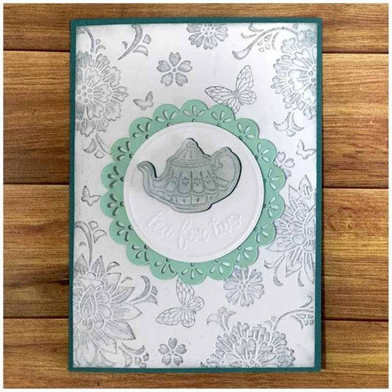Timeless Teacup Doilies Cutting Dies Japanese Figures Clear Stamps Scrapbooking For Paper Making Frame Card Craft